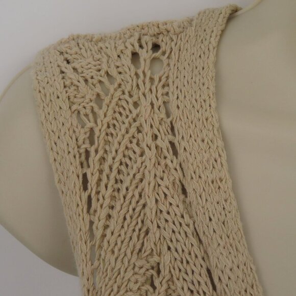 Coldwater Creek Women Medium 10-12 Beige Knit Open Front Sleeveless Sweater Top - Picture 3 of 11